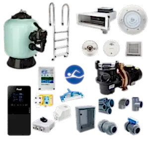 Skimmerli betonarme havuz yapımı için Yaptes mühendislik ekipman seti – paslanmaz çelik armatürler, filtrasyon, aydınlatma, pompa ve dezenfeksiyon sistemleri.